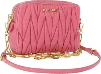 Miu Miu Pre-owned Cross Body Bags, female, Pink, Size: ONE SIZE Pre-owned Leather Shoulder Bag