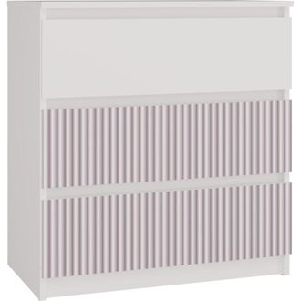 Topeshop Aster T3 - Cassettiera per bambini - 70x40x77 - 3 cassetti - Mobile moderno - Bianco e rosa