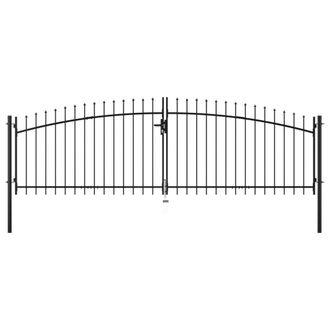 Berkfield Home Double Door Fence Gate with Spear Top 400x150 cm in Black
