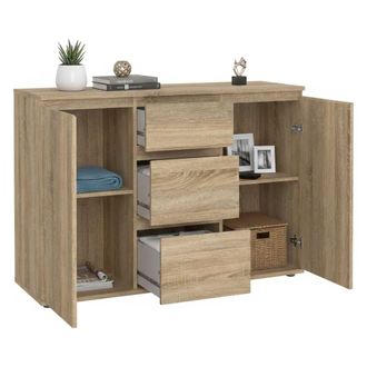 Dmora Dmora - Aparador Con Puertas Y Cajones, Color Roble, 119,45 X 83,7 X 40 Cm, Con Embalaje Reforzado