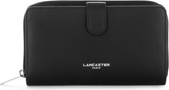 Lancaster Smooth Schoudertas met Drukknoopsluiting - Dames - Portefeuilles - Zwart - ONE Size - Leer - Accessoires