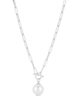 Glaze Jewelry Plated Silver 11.5Mm Pearl Toggle Necklace