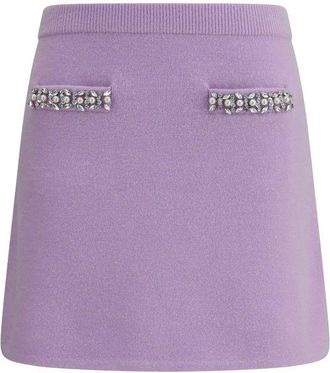 Self Portrait Purple Viscose Mini Womens Skirt