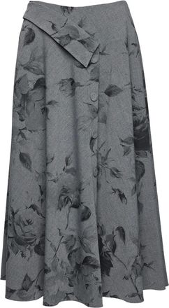 Nissa Midi-rok met bloemenprint - Grijs