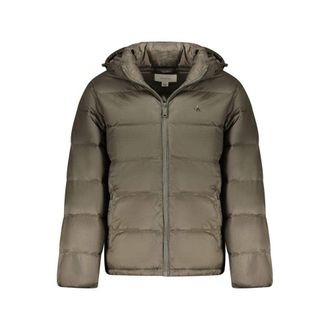 Calvin Klein Mens Nylon Zip Off Puffer Jacket with Hood, Brown (Beluga), M