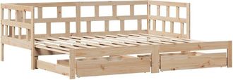 vidaXL Daybed with Trundle and Drawers without Mattress 80x200 cm Vidaxl
