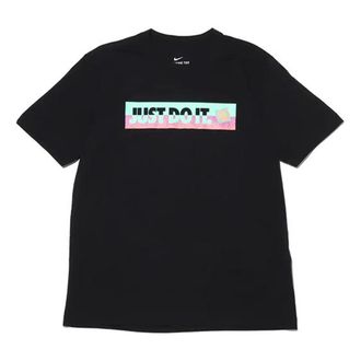 Nike Mens Nike Contrasting Colors Large Logo Casual Sports Round Neck Short Sleeve Black T-Shirt DD1277-010