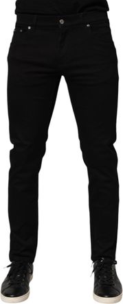 Dolce & Gabbana Mens Cotton-Silk Blend Skinny Trousers Black Elastane