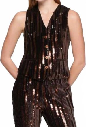 Vilagallo Sleeveless Sequin Vest In Bronze