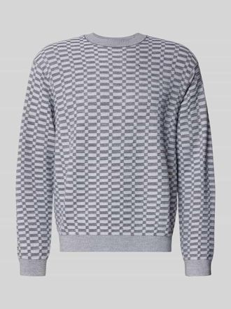 Emporio Armani Strickpullover mit gerippten Abschlüssen in Hellgrau, Größe XXL