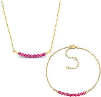 Delmar Beaded Created Ruby Bracelet & Necklace Set in Red at Nordstrom Rack