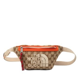 Gucci Beige Orange Canvas Leather Fanny Pack (Pre-Owned)
