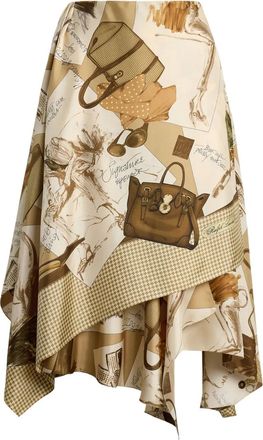 Ralph Lauren Collection Gonna midi asimmetrica in seta - Toni neutri