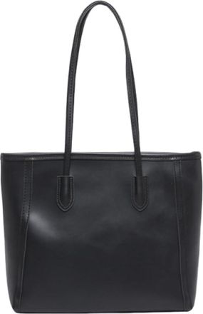 Generic Women Leather Retro Tote Bag Solid Simple Shoulder Bag for Travel (Black)