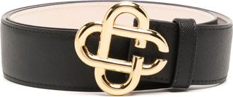 Casablanca logo-plaque leather belt - women - Calf Leather - 70 - Black