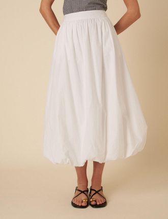 Nobody's Child White Bubble Hem Midi Skirt