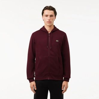 Lacoste Mens Zip Up Sweatshirt Bordeaux - Bordo Cotton - Size X-Large