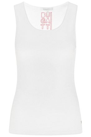 Bugatti T-Shirt BUGATTI, Damen, Gr. XXL, weiss (wei&szlig;), 65% Viskose, 27% Baumwolle, 8% Elasthan, normal, Rundhals, Shirts T-Shirt, mit Elasthananteil