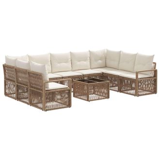vidaXL Conjunto De Sof&aacute;s De Jard&iacute;n 10 Pcs Beige Rat&aacute;n Sint&eacute;tico Vidaxl