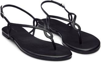 Reformation Luna Flat Sandal in Black Leather at Nordstrom, Size 10.5
