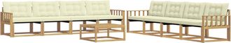 vidaXL Conjunto De Sof&aacute;s De Exterior 9 Uds. Blanco Y Crema Vidaxl