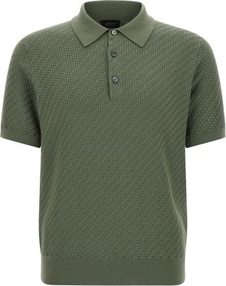 Brioni Green Weaving Polo Plot