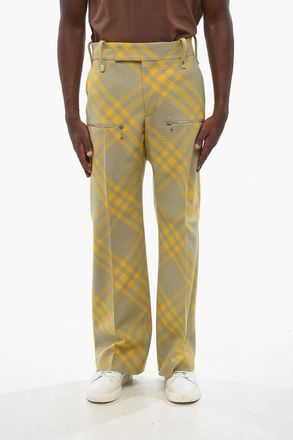 Burberry Pantaloni in Lana Vergine con Motivo Iconico Burberry
