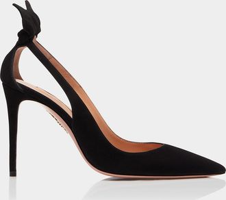 Aquazzura 105mm Bow Suede Pumps