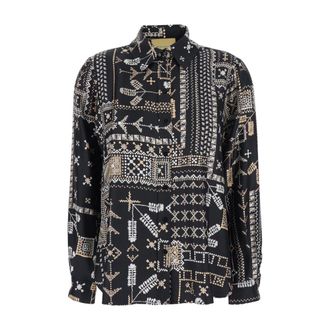 Momoni Dames, Blouses & Shirts, Zwart, Maat: M Zijde