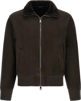 Giorgio Brato Suede Bomberjack - Heren - Leren en Su&egrave;de Jassen - Bruin - M - Leer - Jassen