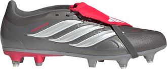 adidas Mens Predator Fold Over Tongue Academy Soft Ground Football Boots in Grey/Red - Size UK 11.5