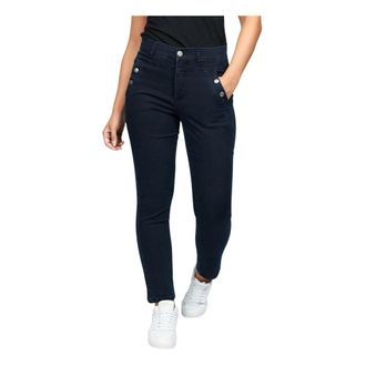 2-Biz Denim Scuro Pantaloni Vita Alta - - Jeans - Donna - Blu - 2XL