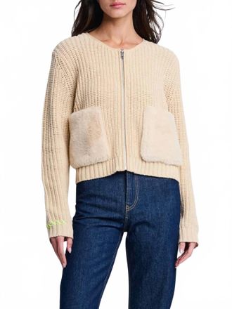 Lisa Todd Pocket Puff Cardigan In Wheat