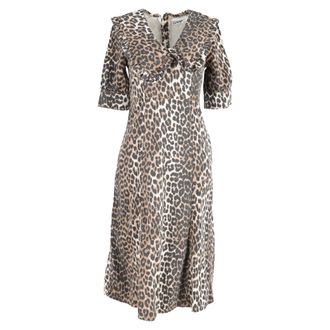Ganni Ganni Leopard Print Midi Dress in Brown Cotton