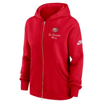 Nike San Francisco 49ers Phoenix Rewind Nike Womens NFL Full-Zip Hoodie in Red | 01D665N73V-AU3