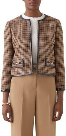 L.k. Bennett Zisou Houndstooth Crop Jacket in Brown at Nordstrom Rack, Size 2 Us / 6 Uk