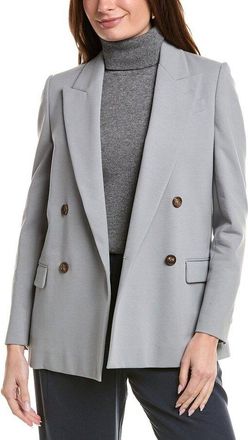 Brunello Cucinelli Light Grey Double-Breasted Blazer, Brand Size 40 (US Size 6)