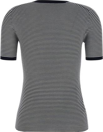 Prada Striped Silk T-Shirt - Black