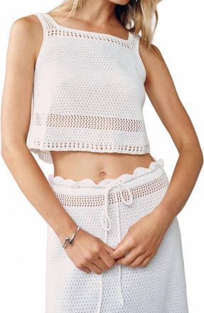 Bella Dahl Button Back Crochet Top In White