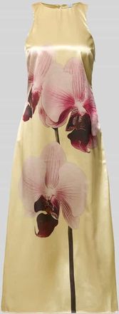 Vero Moda Cocktailkleid aus Satin mit Motiv-Print in GELB, Gr&ouml;&szlig;e 34