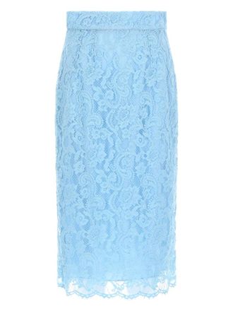 Dolce & Gabbana Blue Lace Midi Skirt