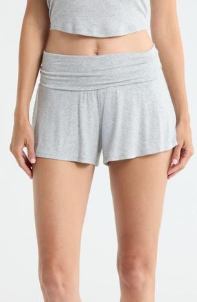 Lunya Rib Foldover Waist Pajama Shorts in Napping Dove Heather at Nordstrom, Size Medium