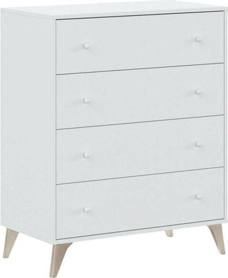 No Brand Cassettiera 95 cm bianco opaco con 4 cassetti - Pineto