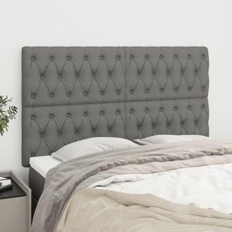 vidaXL Cabeceros 4 Unidades Tela Gris Oscuro 72x7x78/88 Cm Vidaxl