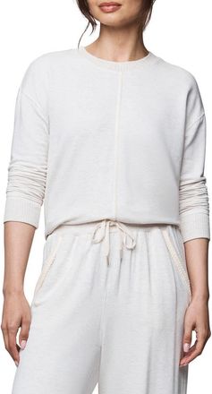 Splendid Supersoft Trim Sweatshirt in Pale Oak White Heather at Nordstrom, Size X-Large
