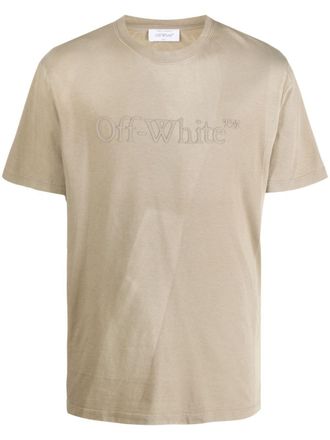 Off-white T-shirt met logopatch - Beige