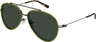 Gucci Gg 1981S Aviator Zonnebril - Heren - Zonnebrillen - Groen - 56 MM - Nylon - Accessoires