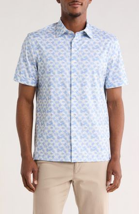 Bugatchi Short Sleeve Woven Button-Up Shirt in Riviera at Nordstrom Rack, Size Xxx-Large