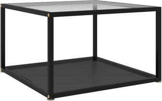 vidaXL Mesa De Centro Vidrio Templado Transparente Y Negro 60x60x35 Cm Vidaxl