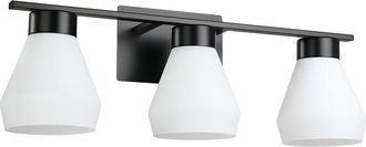 Eglo Eglo Copely 3 Light Bath/Vanity Light With Matte Black Finish & White Glass Shades